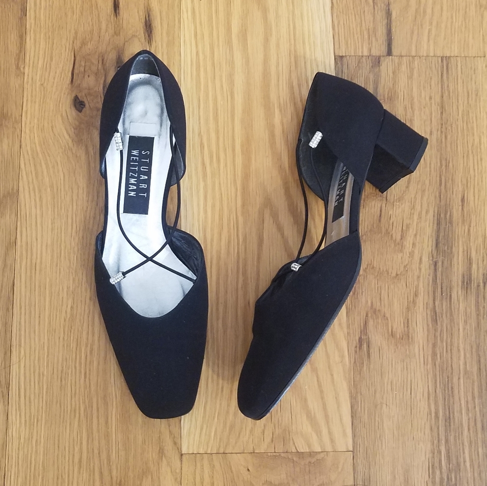Stuart Weitzman Block Heels With Rhinestone Accen… - image 1